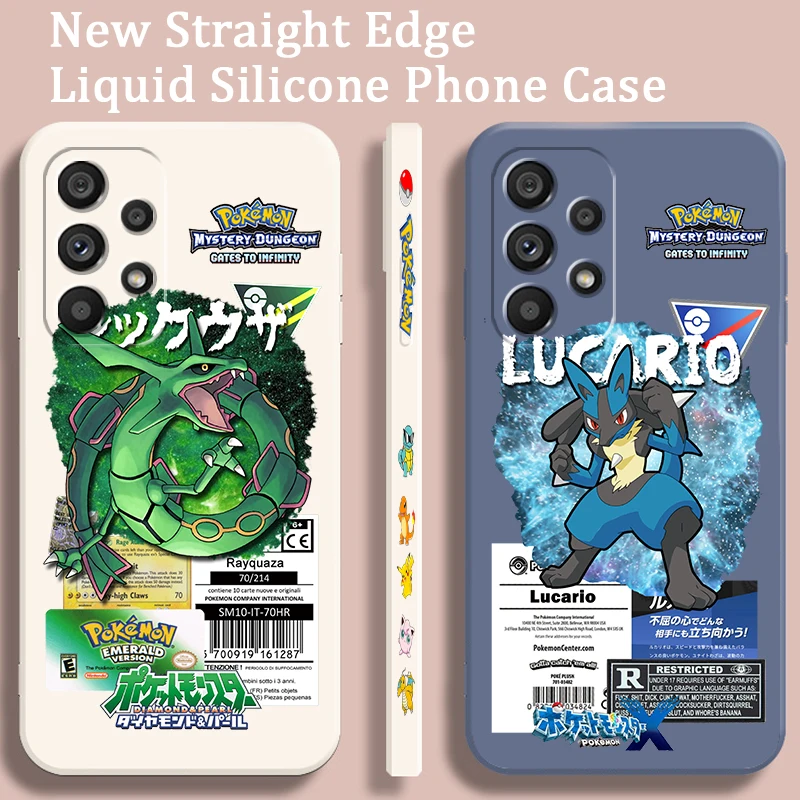 Pokemon Mewtwo Riolu Rayquaza Liquid Left Rope For Samsung Note 20 10 A54 A31 A14 A03 A22 A34 A04 A24 Ultra Plus 5G Funda