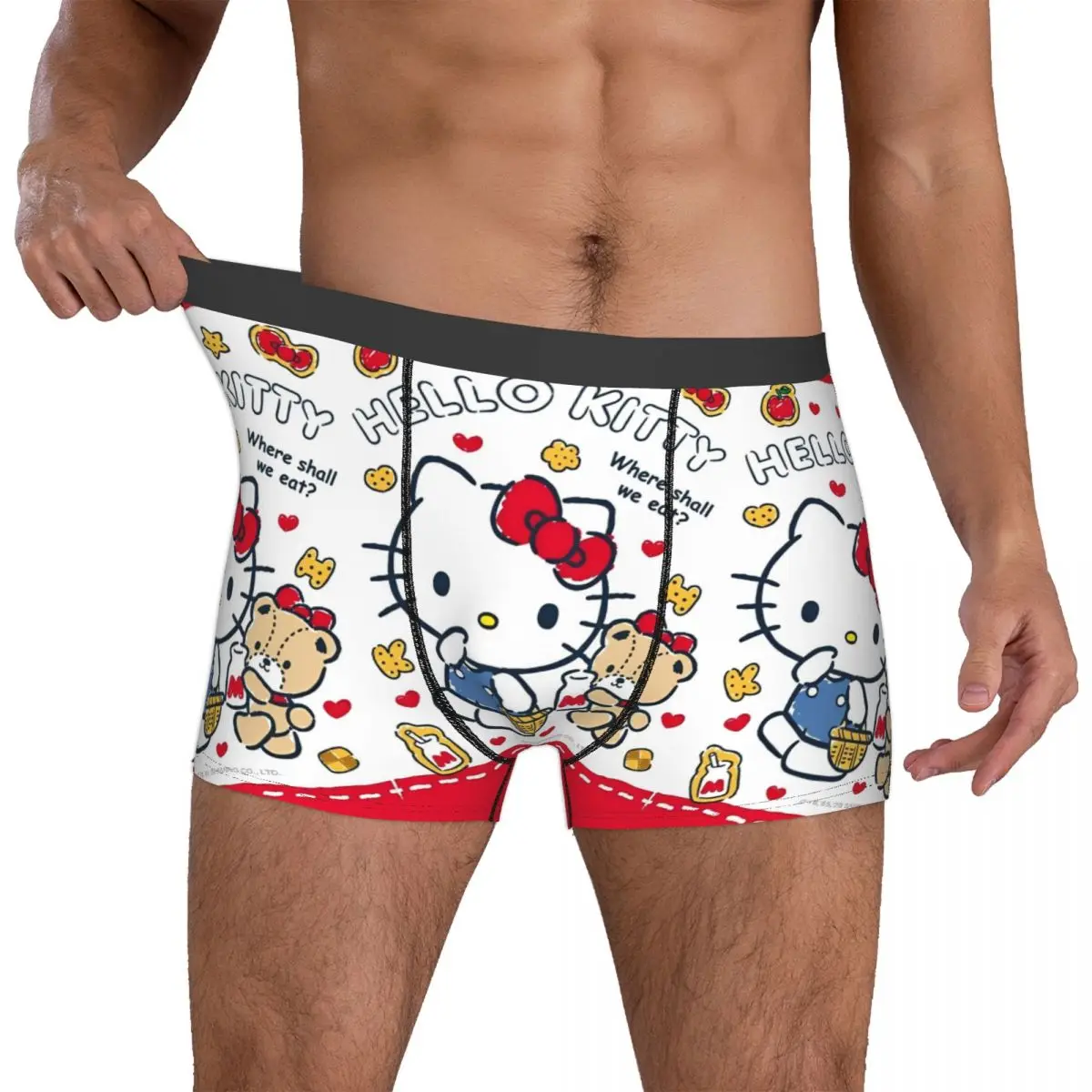 Custom Hello Kitty Where We Eat Boxer Fun Underwear Soft Boxer slip Shorts Gag Gift For Man mutande Merch