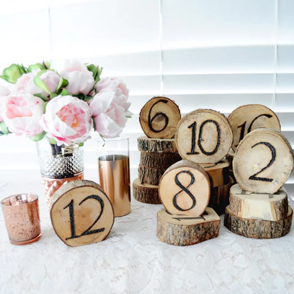 

10 Pcs Decoration Party Groom Blue Table Number Craft Rustic Numbers for Wedding DIY