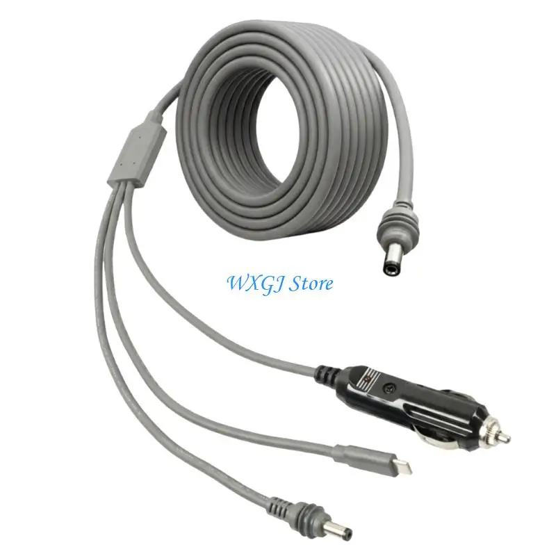 

37JE 5 Meter Universal Car Power Cord Featuring USB C And 12V Port