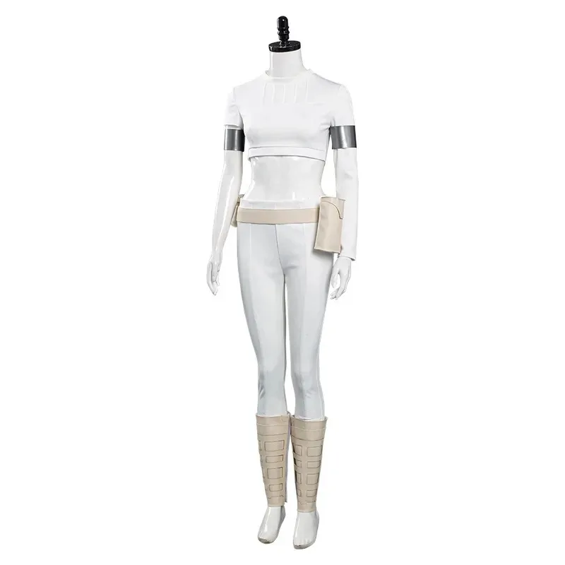 

Movie Padme Amidala Queen White Top and Pants Cosplay Costume Halloween Masquerade Carnival Party Outfits for Womenk;3,c'5.b;8'