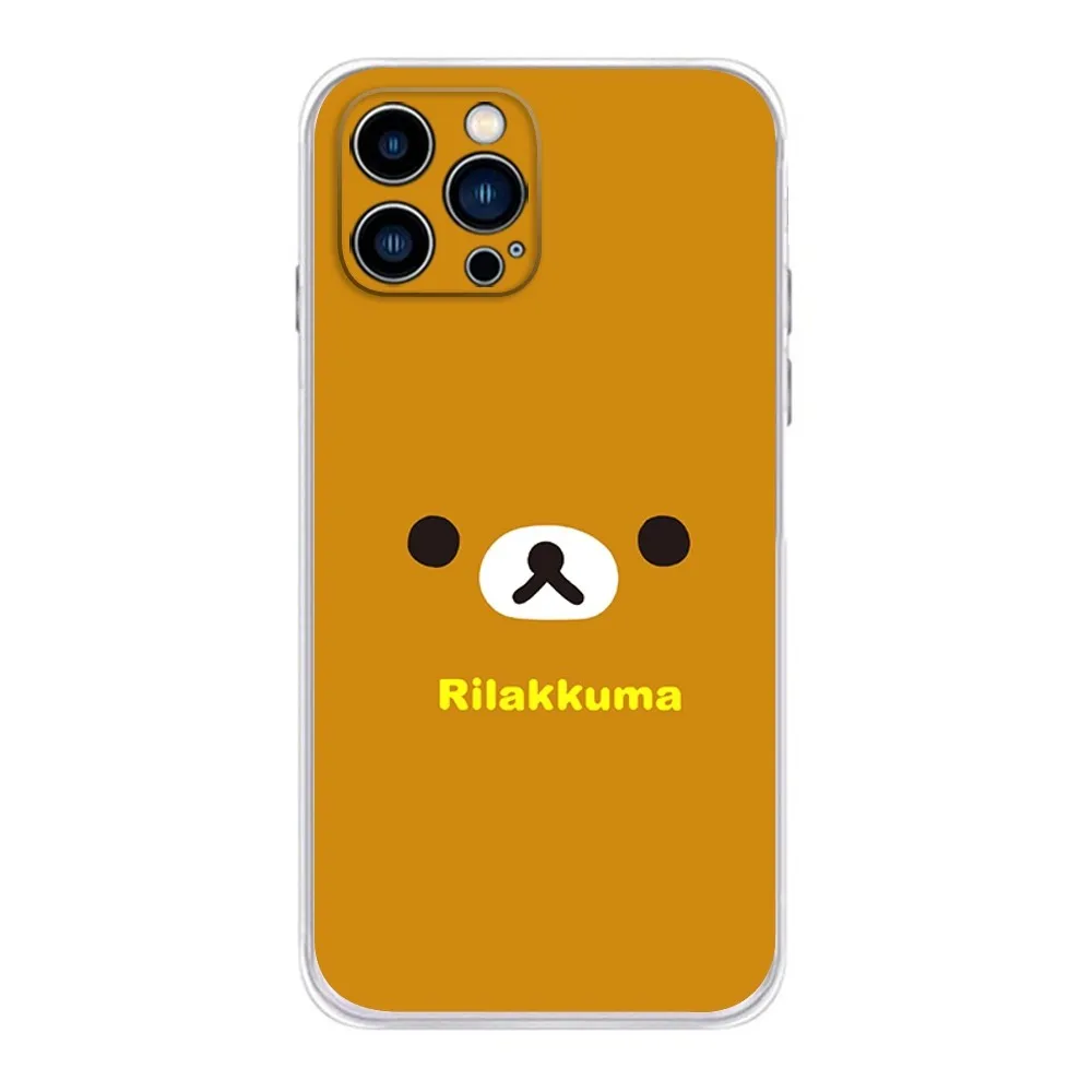 Cute R-Rilakkuma  Phone Case  For IPhone 16,15,14,13,11,12 Pro Max Mini X XR XS 7,8 Plus SE Transparent Cover