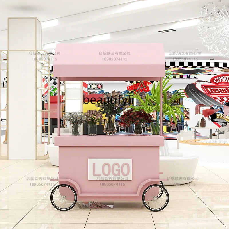 

ssK178 ss25 Wrought iron activity trolley product sales cart activity promotion product promotion rack display stand