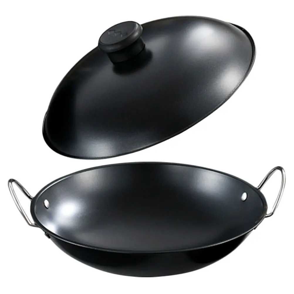 

Non Stick Pan Reusable Hot Pot Household Metal Black Individual Wok Food Cooking Kitchen Electromagnetic Stove Compatible