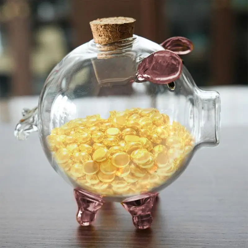 Mini Pig Money Jar Golden Beans Box Clear Jar Pig Shape Bank Portable Coin Bank Container Box Transparent Saving Box Gift