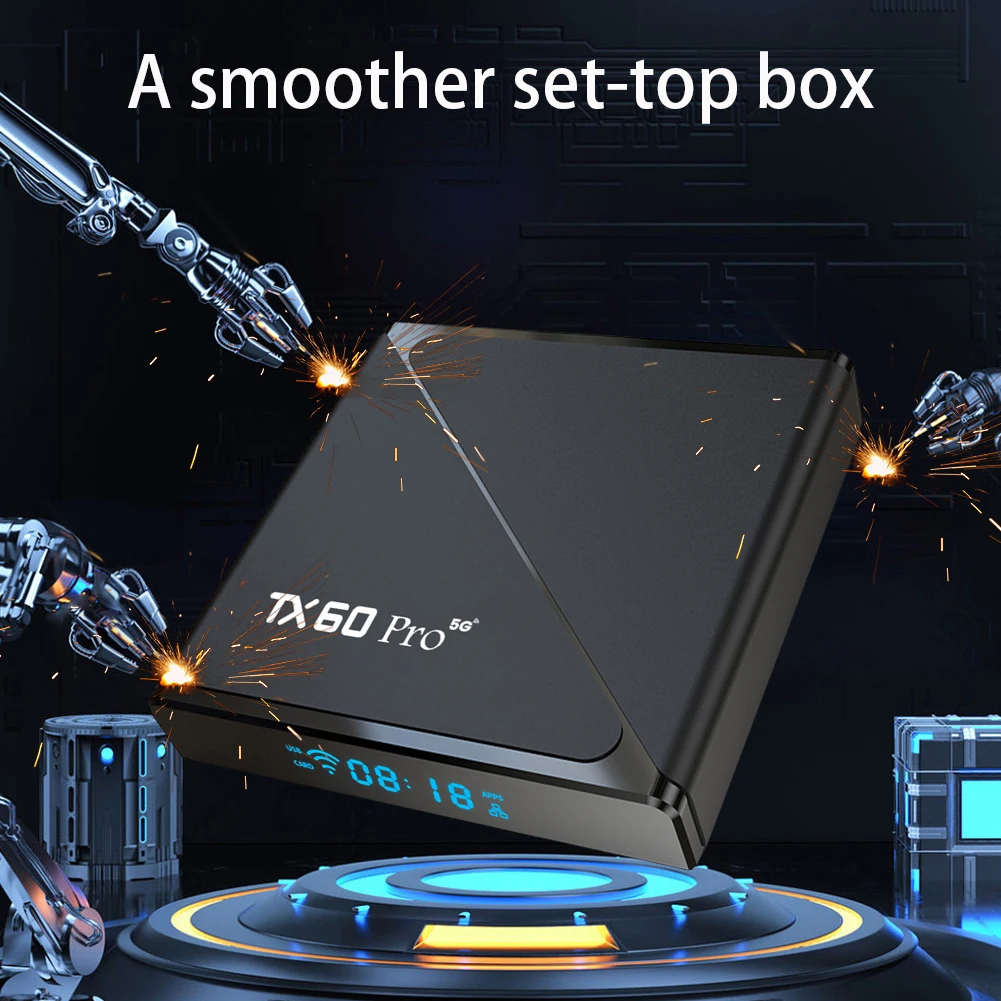TX60 PRO Android 24 Smart TV Box 14K 2.4G/5G Dual WiFi 6 Media Player Set Top Box مع جهاز التحكم عن بعد Set Top Box Quad Core16GB 256GB
