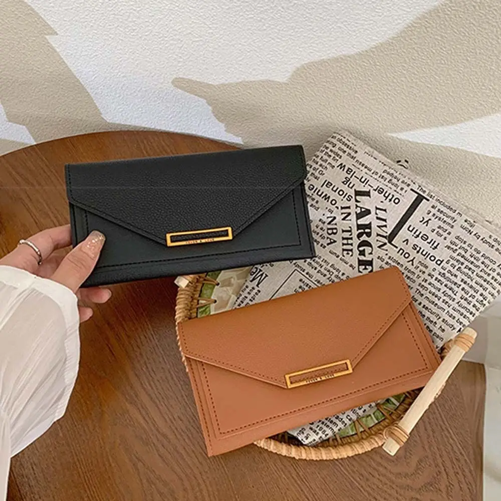 Mode Pu Lederen Envelop Portefeuilles Draagbare Multifunctionele Dames Lange Clutch Tas Koreaanse Stijl Portemonnee Wisseltas Vrouw