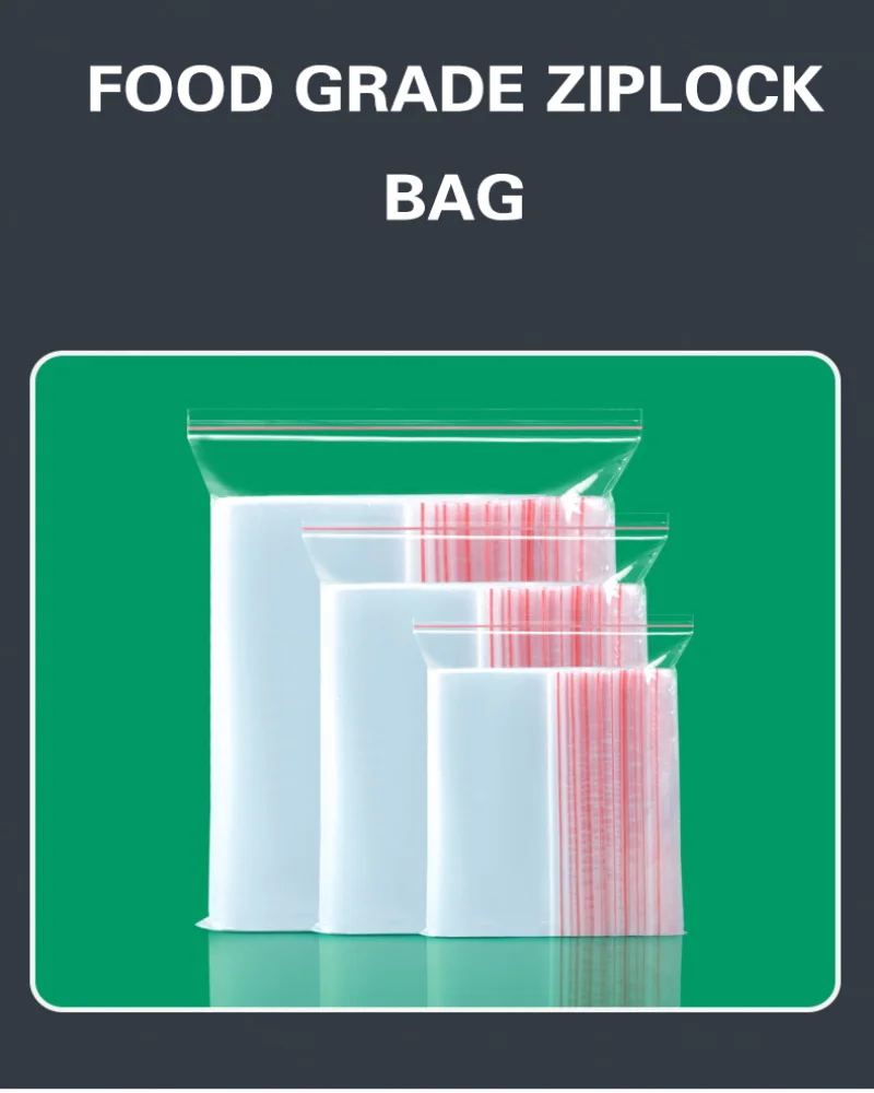 Bolsa autosellante con borde blanco de doble cara, 10 seda engrosada, materia prima PE de grado alimenticio, embalaje transparente de Alimentos y Medicamentos