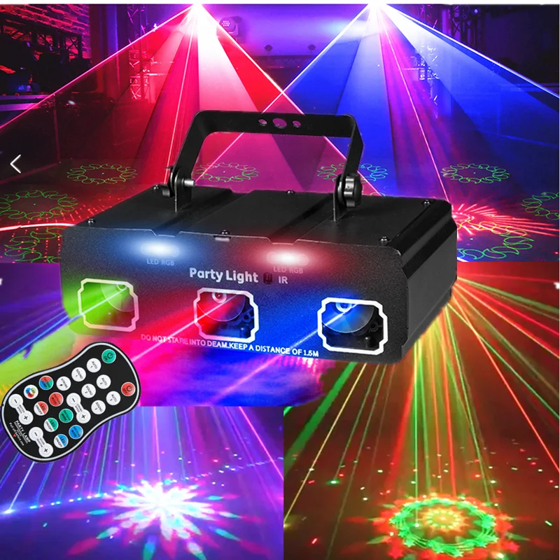 Party lights - DJ disco lights, 3D pattern strobe lights, DMX512 sound sensing, KTV, club, family gathering atmosphere lights