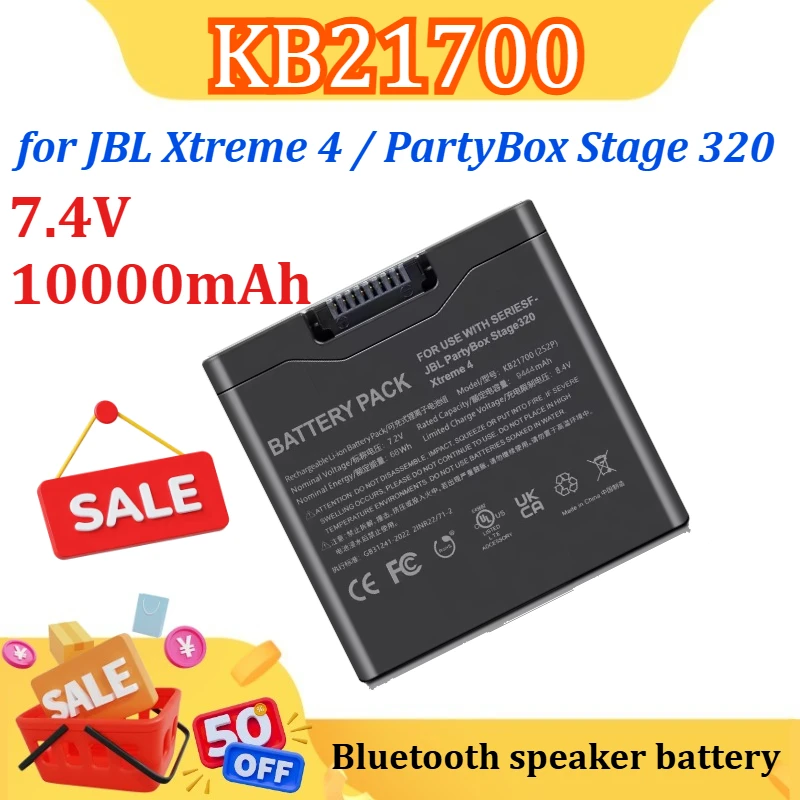 

New 7.4V 10000mAh KB21700 Speaker Battery for JBL Xtreme 4 / PartyBox Stage 320 Equipped with Type-C Charging Port