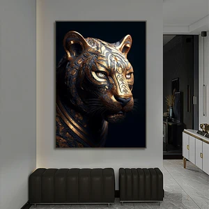 Black gold eagle lion painting on screen metal poster nordic wall art tig wolf swallow aesthetic image for room being decoration 10 Main Sales Aguia - №3