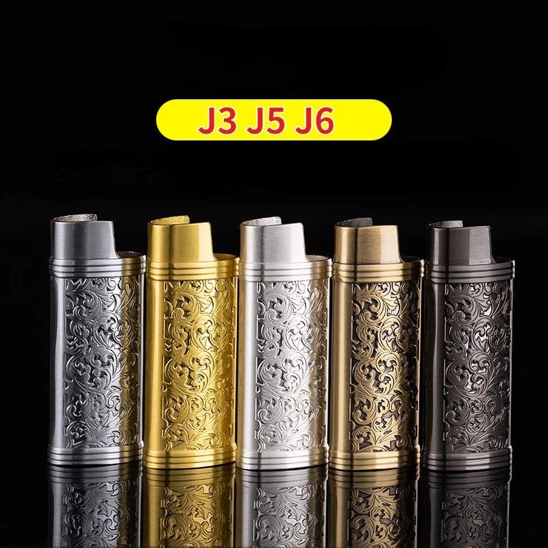 J3 J5 J6 Bic Metal Lighter Case Mini Compact Retro Lighter Case Creative Rich Fireworks Case 2024