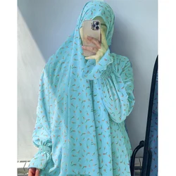 Prayer Dress Women Ramadan Islamic Clothing Formal Print Muslim Garment Hooded Dubai Turkey Namaz Long Jurken Abaya Hijab Gown