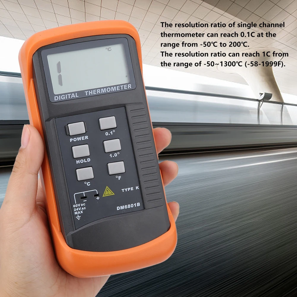 DM6801B Digital Thermometer Single Channel K Type Digital Thermocouple Sensor Thermometer Temperature Meter -50-1300°C