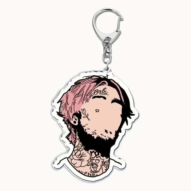 Lil Peep Rapper Acrylic Key Chain Pendant Key Ring Crybaby Hellboy Love Yikes Keychains Keyring for Bag Pendant Jewelry Gifts