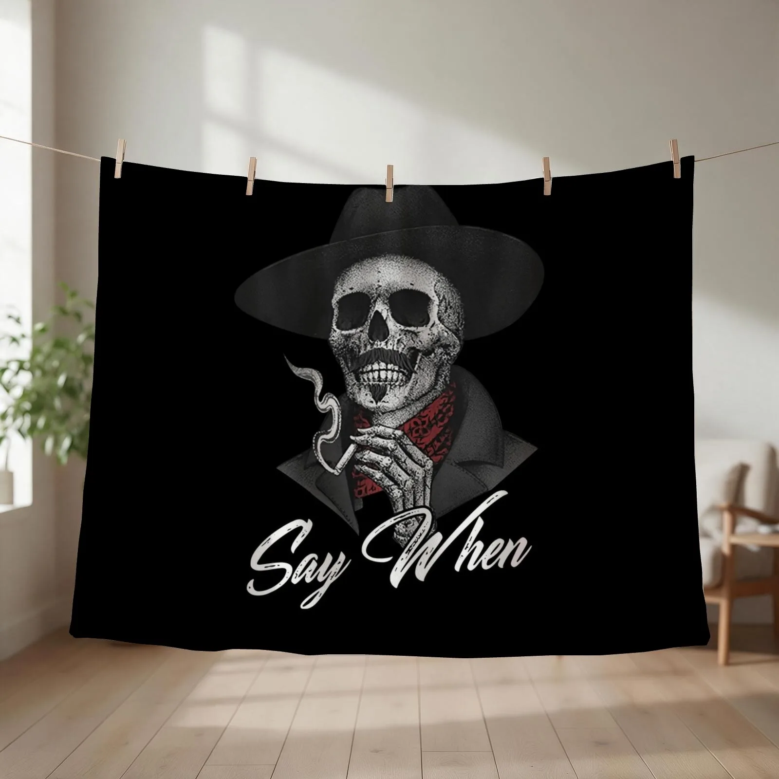 SAY WHEN American Strong skeleton smoking Throw Blanket christmas gifts Soft Sofa Throw Personalized Gift Blankets