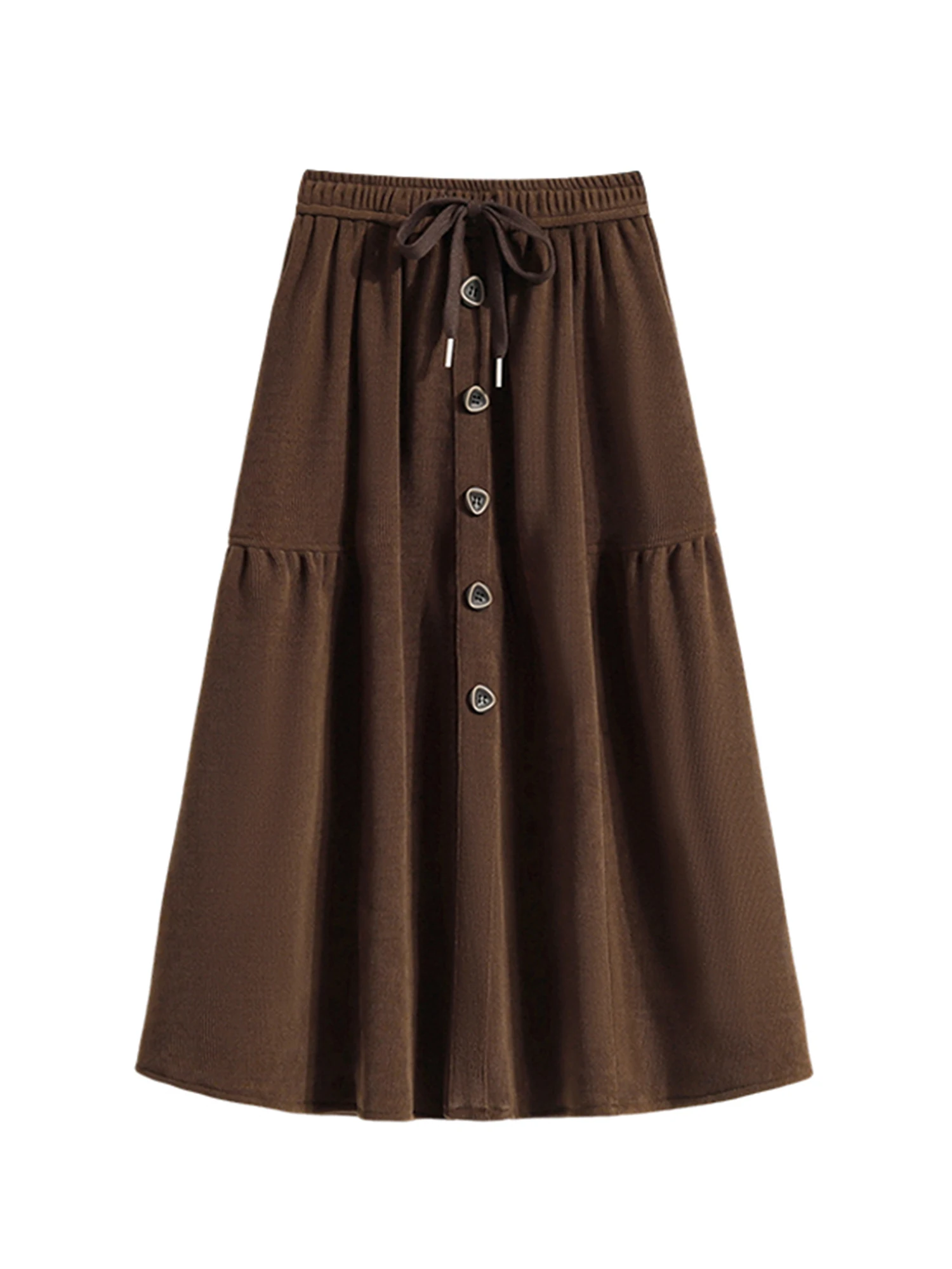 Women Brown Long Skirt Vintage Aesthetic High Waist Midi Skirt Harajuku Y2k A-line Oversize Skirts 2000s Spring Autumn Clothes