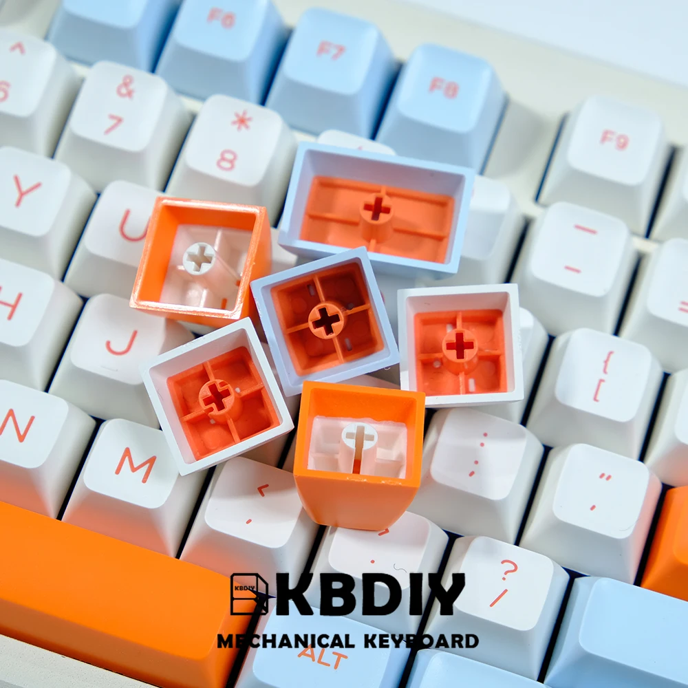 Imagem -05 - Kbdiy-double Shot Pbt Keycap para Teclado Mecânico Keycaps Salmon Perfil SA Iso 7u Barra de Espaço Personalizado 160 Chaves Set