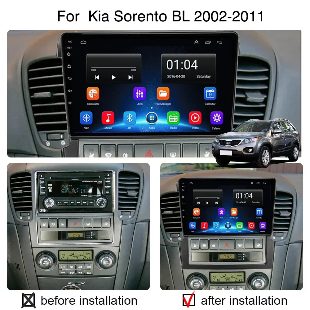 

Android 13 Radio For Kia Sorento BL 2002 2003 2004 2005-2011 Car stereo Multimedia Player Carplay Auto GPS navigation DSP 48EQ