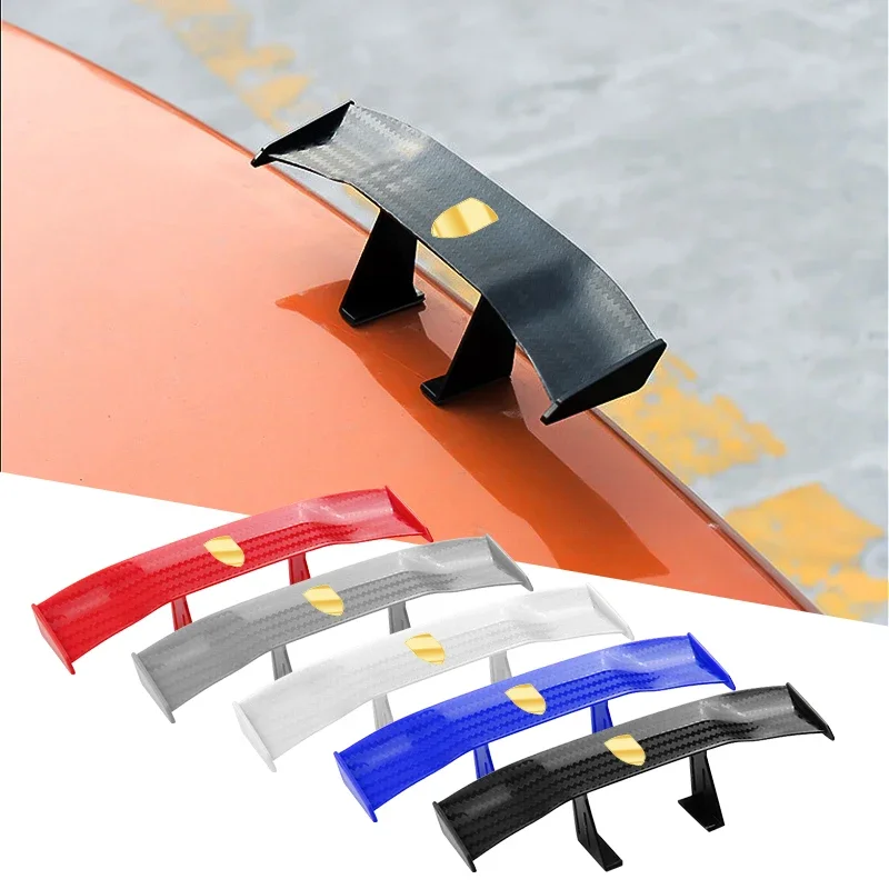 

Carbon Look Car Rear Spoiler Mini Wing Small Model Decoration For Porsche 918 911 718 Taycan Panamera Cayenne Boxster Cayman