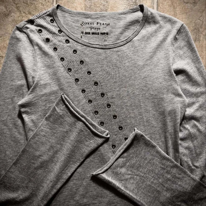 

Y2K Men's Clothing New Arrival High-Street Retro Harajuku Instagram Fashion Metal-Decorated Crew Neck T-Shirt Women's