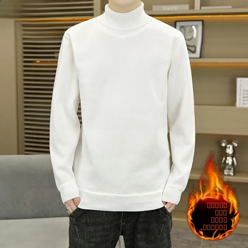 

Thiened Fce Warm High Collar Knitted Long Sve Sweater for Men Winter Casual Sle Comfortable Breathable Breathable