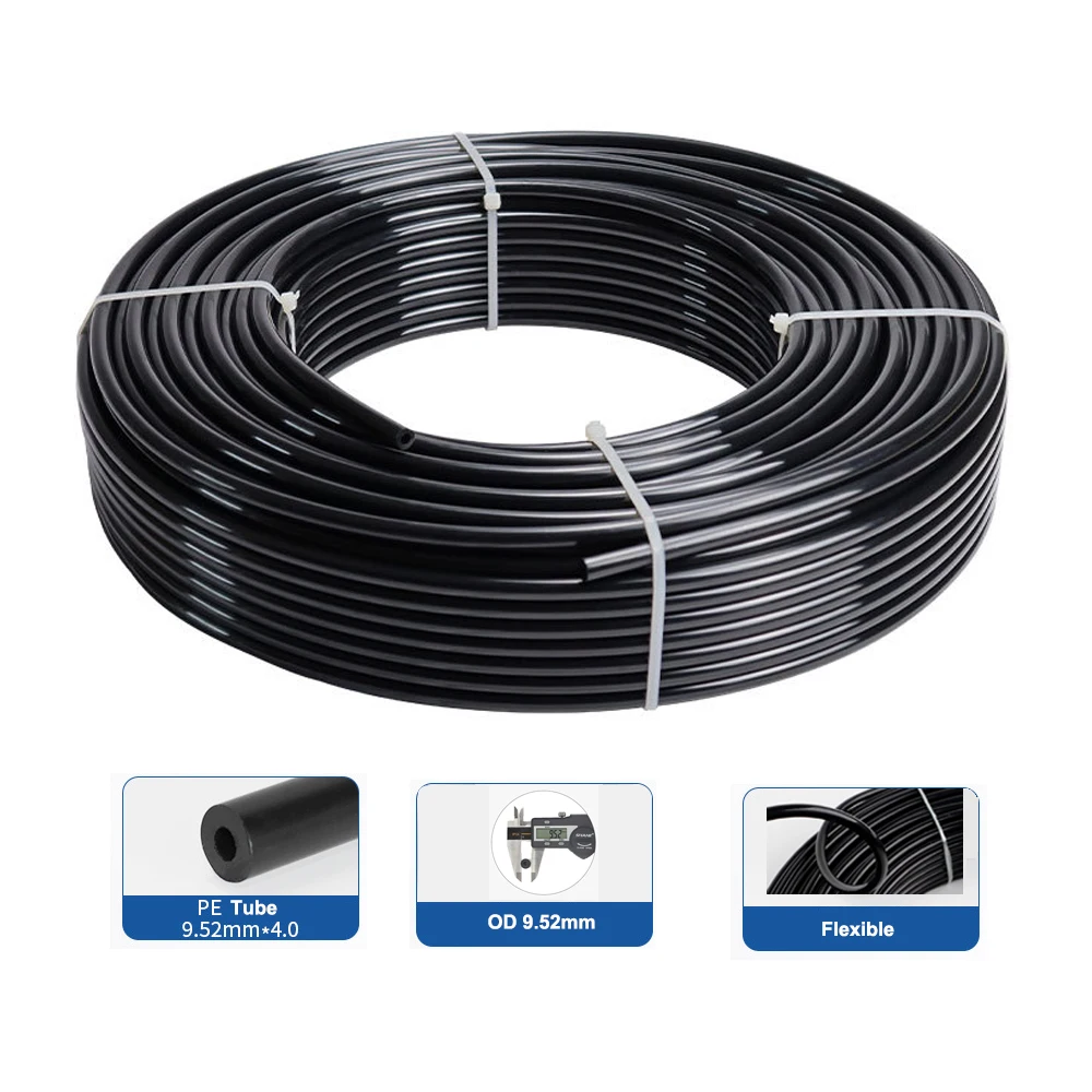 100M/Roll High Pressure PE Tube 3/8Inch 9.52*4mm Misting Fog Machine Pipe Flexible  Agriculture Water Pipe