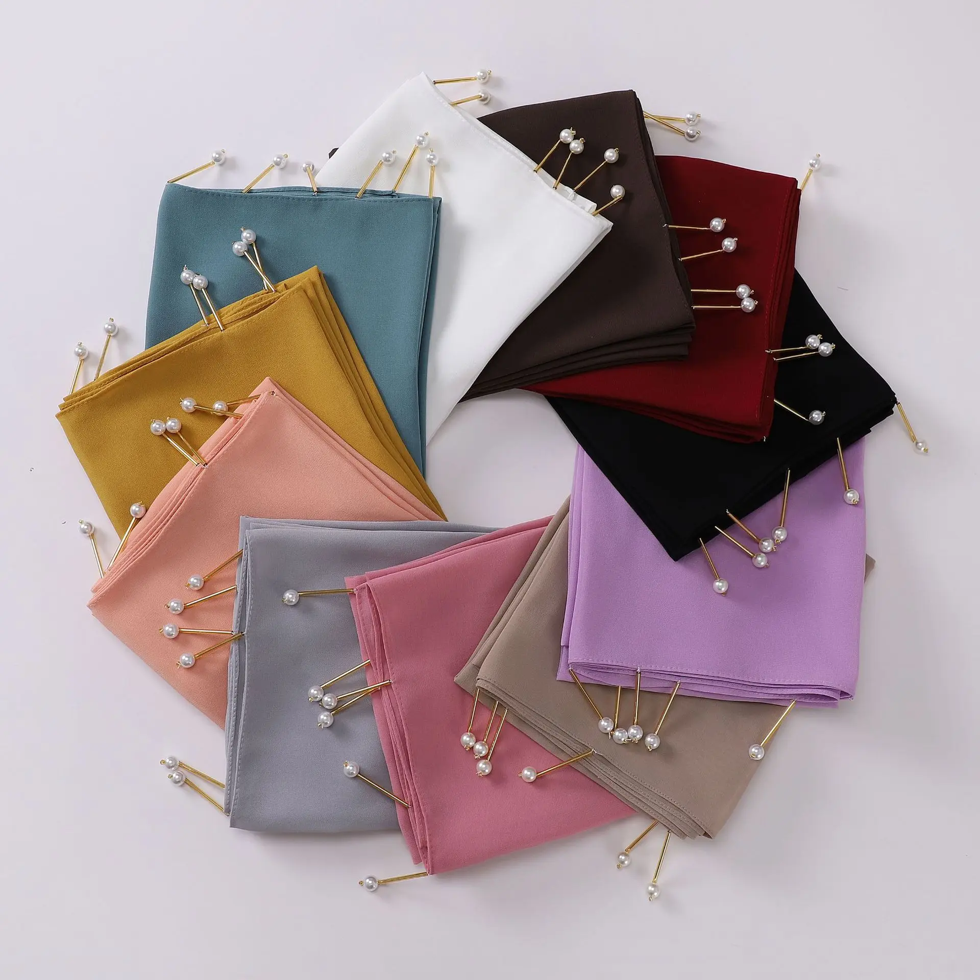 Bufanda de gasa con perlas y borlas para Mujer, Hijab musulmán, turbante, estola, chal, pañuelo para la cabeza, Bandanas, Diadema, Bufanda, Foulard, Turbante para Mujer