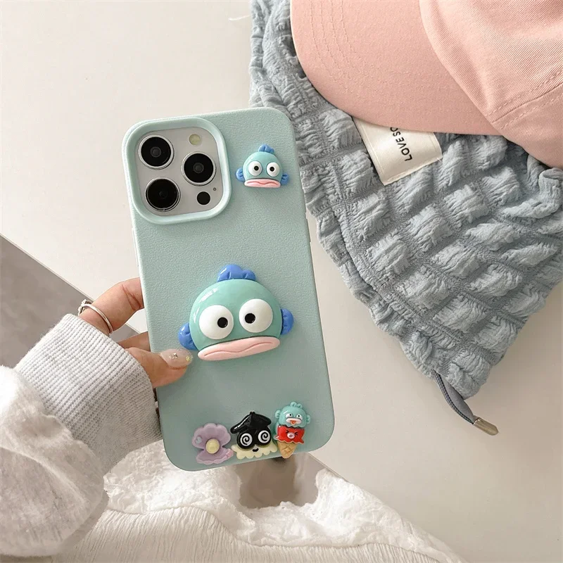 3D Phone Case for iPhone Three-Dimensional Cute Little fish Silicone Protective Cover Fun 15 14 12 13 11 Pro Max 16 P Soft shell