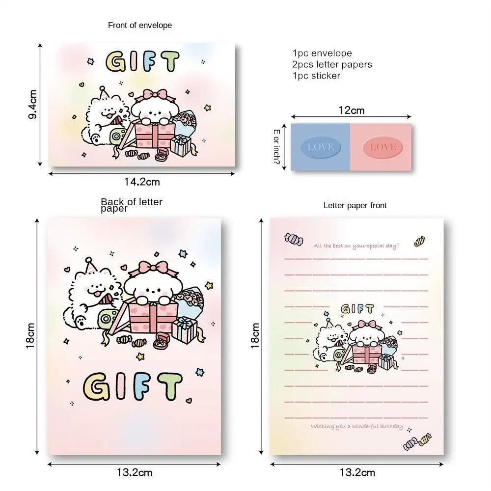 Message Confession Happy Birthday Envelope Stationery Writable Letter Paper Cute Animal Letter Pads Greeting Card