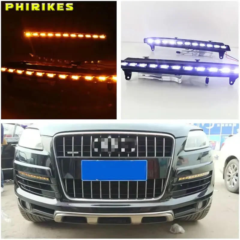 

Автомобиль для Audi Q7 2006-2009, мигающий новый светодиодный DRL дневного света, желтый указатель поворота, дневные ходовые огни, противотуманная фара 6, продается