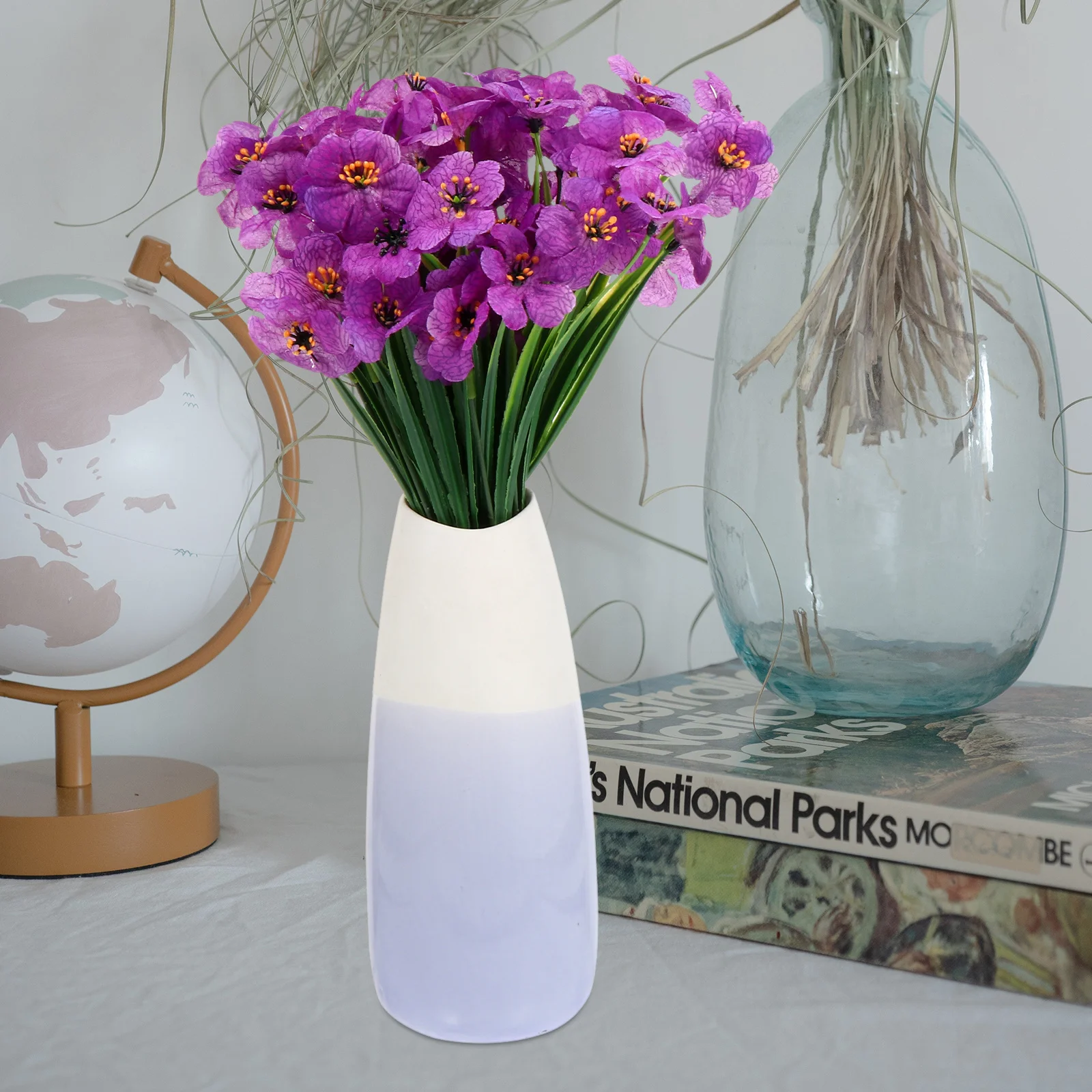 

4pcs Simulated Violet Flowers Artificial Lifelike Blooms For Wedding Party Home Decor Table Centerpiece Plastic Floral