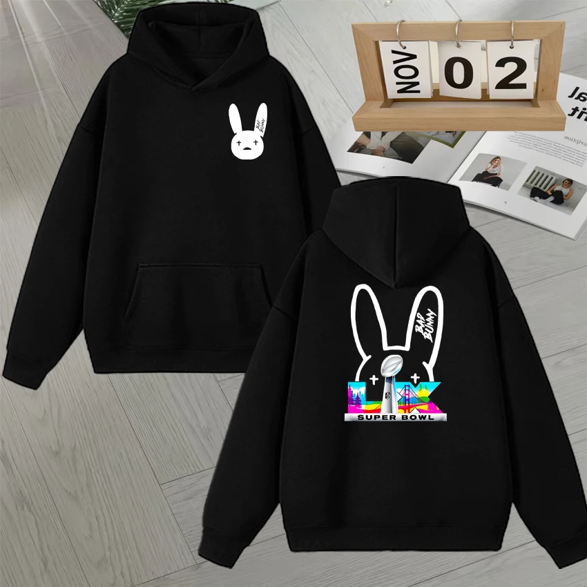

Bad Bunny Bowl 2026 Halftime Show Hoodie Men Women Harajuku Fleece Autumn Winter Loose Sweatshirt Long sleeve Pullovers Unisex