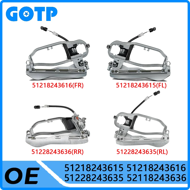 

GOTP Car Front Rear Left Right Outside Door Handle Base Bracket #51218243615 51218243616 51228243635 51228243636 For BMW X5 E53