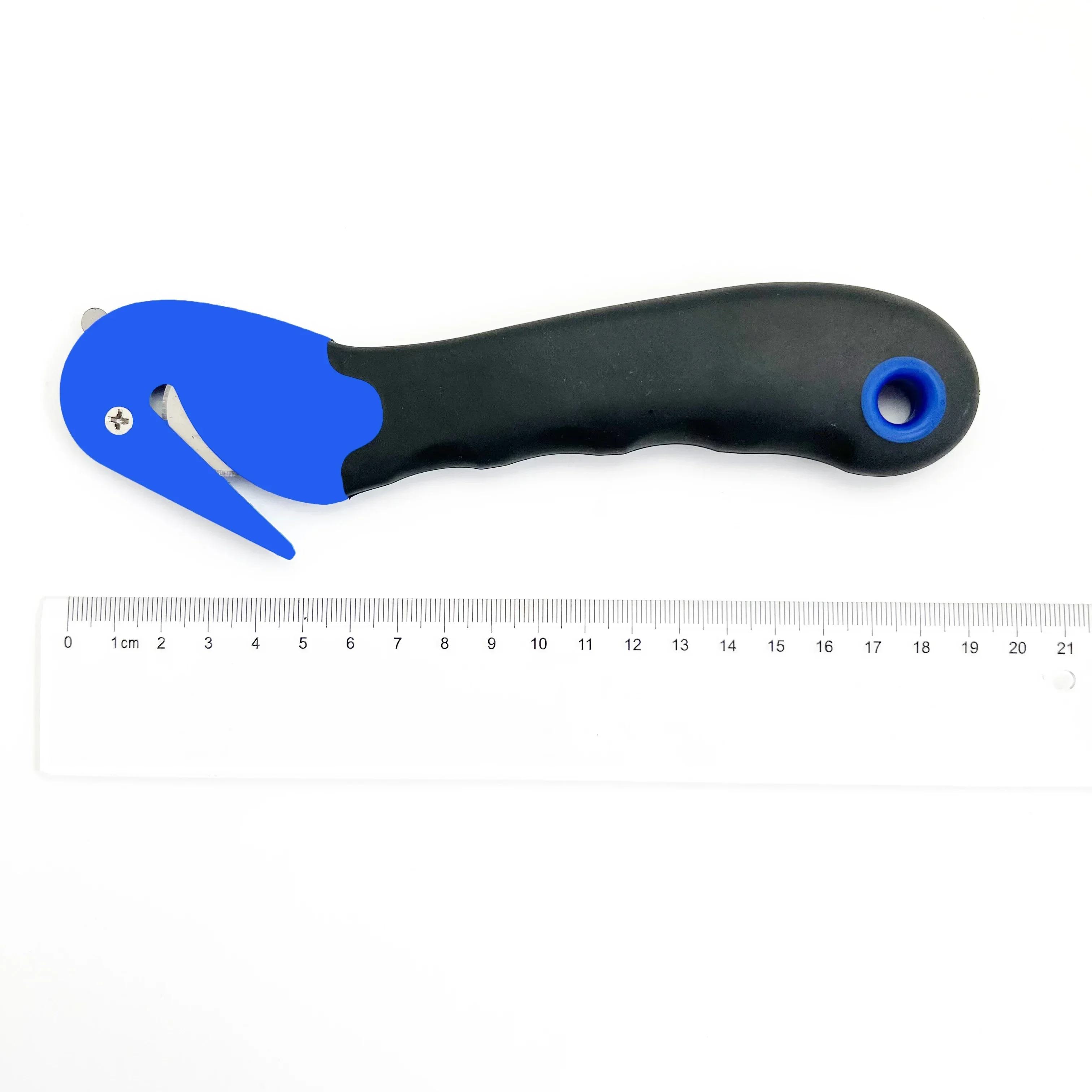 Cuchillos de disco de hoja fija con gancho multifunción, cuchillo de seguridad TPR, abridor de cartón, mango de plástico ergonómico ABS, herramienta de corte, cuchillo de bolsillo