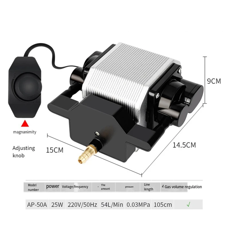 Aquarium Air Pump Adjustable Speed 54L/Min 256W As Shown Plastic+Metal For Hydroponic Air Pump