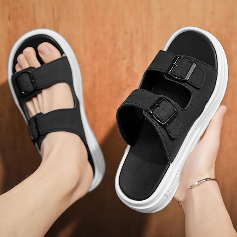 2023 New Fashion Versatile Black Casual Slippers Men Summer Sports Outdoor Non-Slip Indoor Home Furnishings Sandal and Slippers