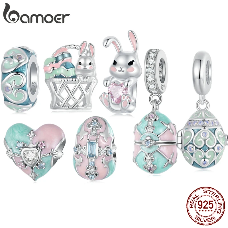 

Женский браслет из серебра 925 пробы, с пасхальным кроликом и яйцом