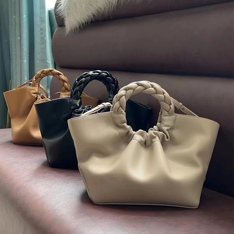 Borsa da donna In pelle bovina a strati superiori nel 2023 nuove borse a catena a mano pieghettate Premium da donna borsa a tracolla di lusso di marca di design