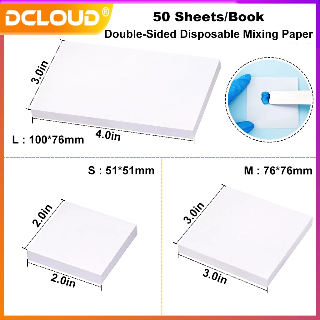 50Sheets Dental Disposable Mixing Paper Denture Laboratory Cement Powder Pad Dentist Clinic Spatula Composite Consumable S/M/L