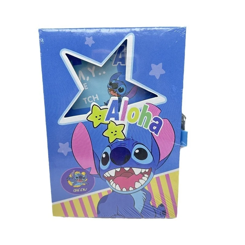 Disney Stitch Notebook With Lock Set Hollowed Out Hardcase Stationery Diary Combination Student Stationery Gift