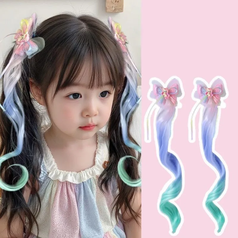 

Милый милый красочный светлый бант на клипсе синтетический парик детский головной убор для наращивания волос