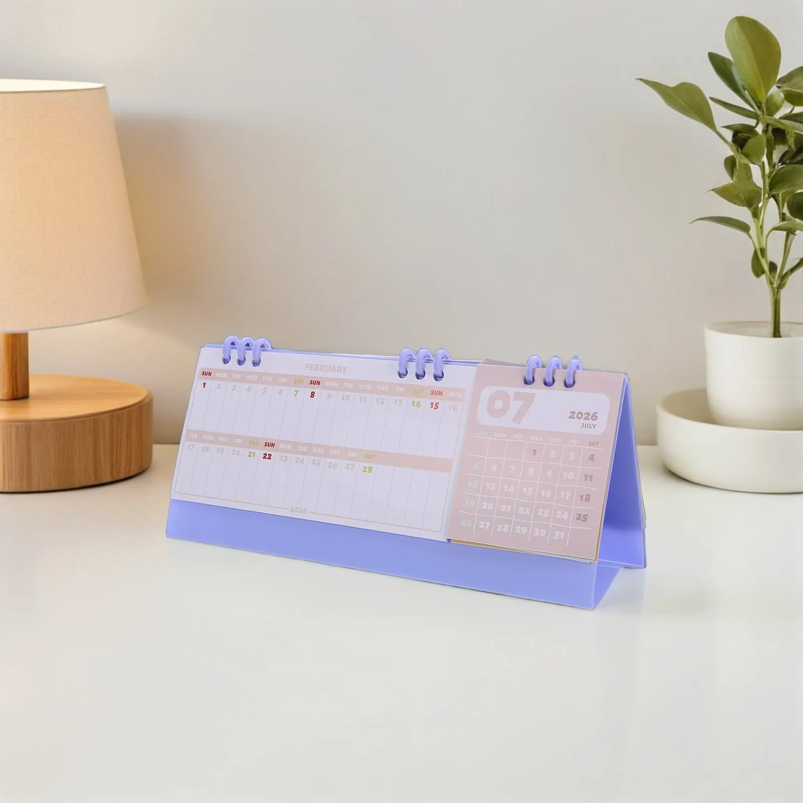 

2026 Mini Desktop Calendar Standing Flip Compact Monthly Planner Twin-Wire Binding Reinforced Base Smooth Writing Surface Daily