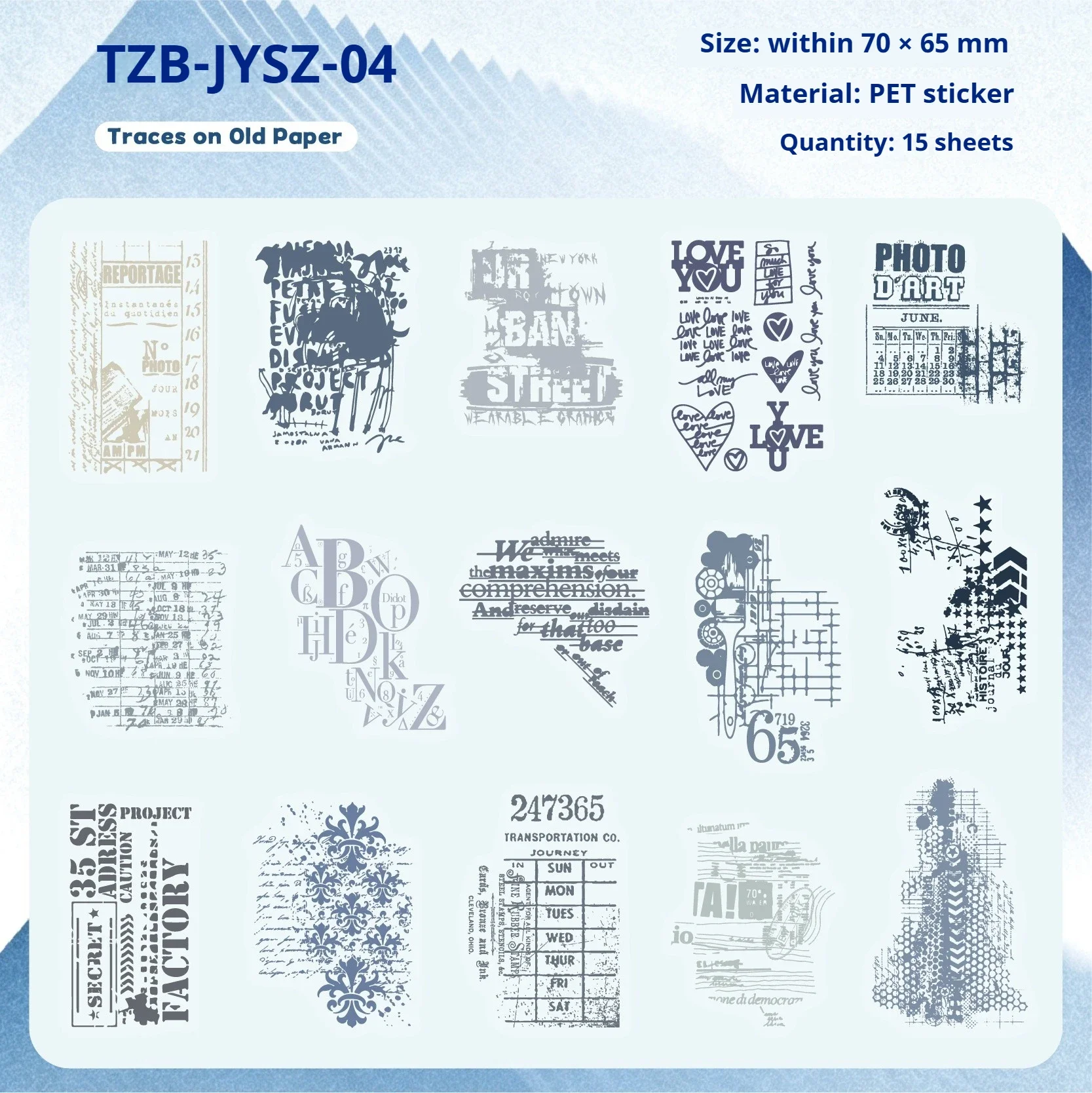 JIANWU Vintage Engelse woorden patroon landschap materiaal collage scrapbooking PET sticker creatief DIY dagboek schrijfwaren