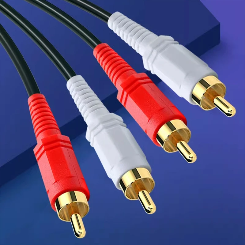 Hifi 2 RCA Male To 2 RCA Male Audio Video AV Cable OFC Splitter Line For Home DVD /CD Palyer/Amplifier/TV Box Louder 1.5m Cables