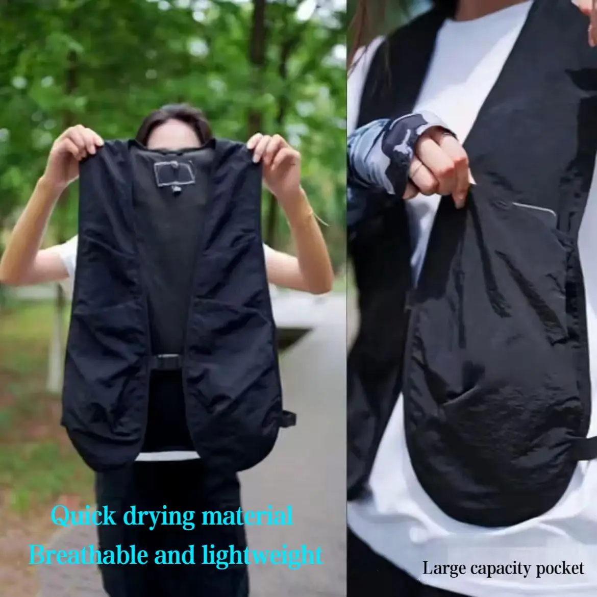 Superleichte Weste mit Taschen für Damen und Herren, Street-Style Brusttasche für Angeln, Wandern, Fotografie, Outdoor-Reisen – Detail 5