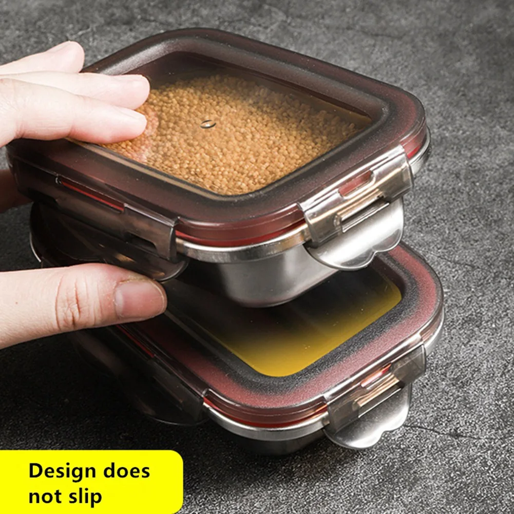 AFOURT-2X 220Ml Stainless Steel Lunch Box Sealed Food Fresh-Keeping Boxes Office Bento Container Lunch Container