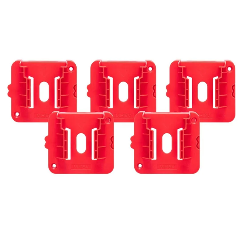 5Pcs Battery Holder for Milwaukee M18 18V Battery, Wall Mount Batteries Storage for Work Van, Shelf, Toolbox