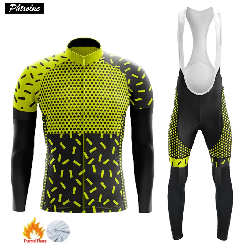 Winter Thermal Fleece Men Cycling Clothing Jerseys Set 2024 MTB Bicycle Bike Clothes Kit  Maillot Ropa Ciclismo Uniform Suit