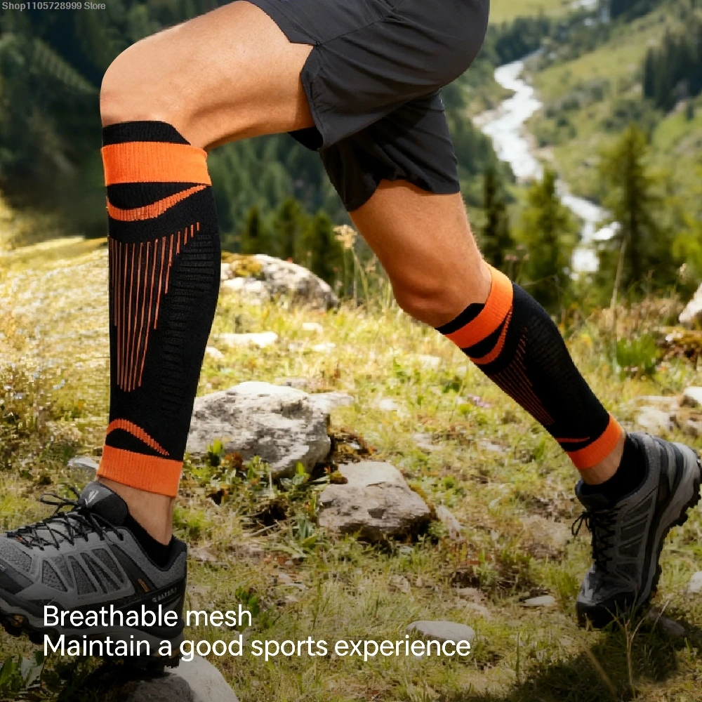 1 Pair Elastic Knitted Calf Compression Sleeves for Men Women Targeted Relief for Shin Splints Muscle Fatigue and Calf Soreness